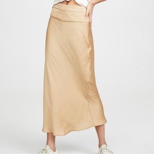 NEW never worn free people gold high rise satin midi skirt 10
